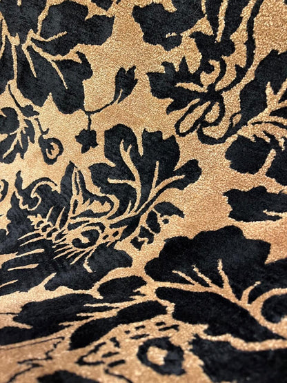 Indian Modern Wool And Silk Hand-Knotted Brown Black Area Rug