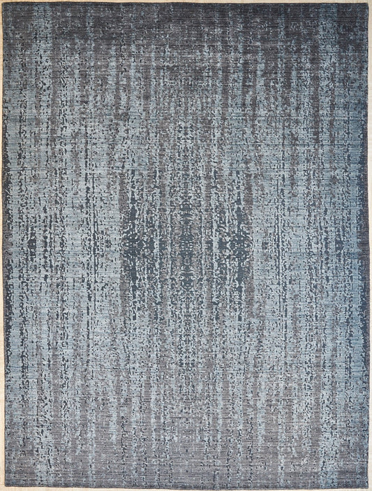 Indian Handmade Modern Blue Silk Carpet featured #7663417688234 