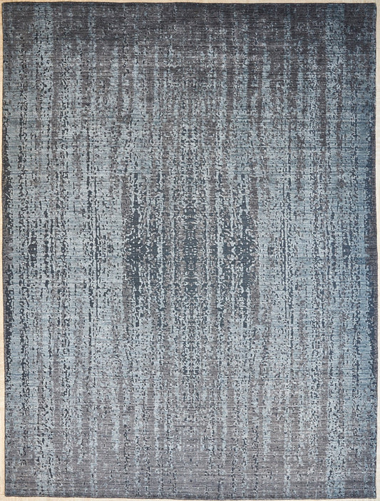 Indian Handmade Modern Blue Silk Carpet