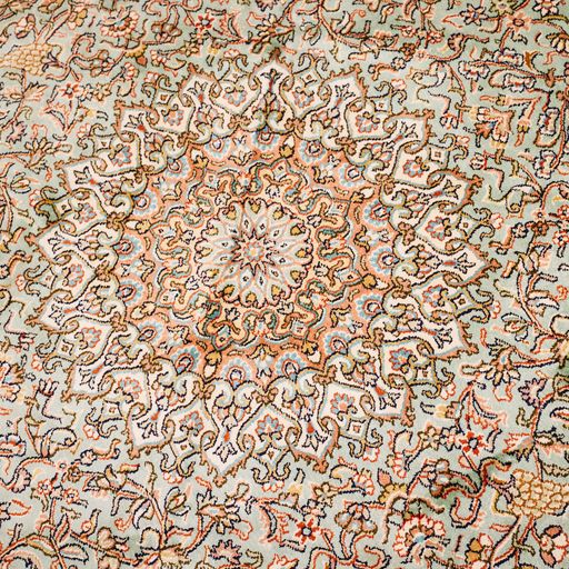 Indian Handmade Kashmir Traditional Pure Silk Round Rug