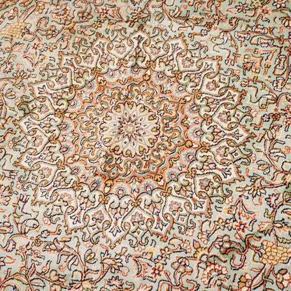 Indian Handmade Kashmir Traditional Pure Silk Round Rug