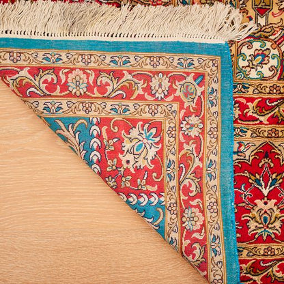 Indian Kashmir Handmade Silk Rug  With Persian Design-id7
