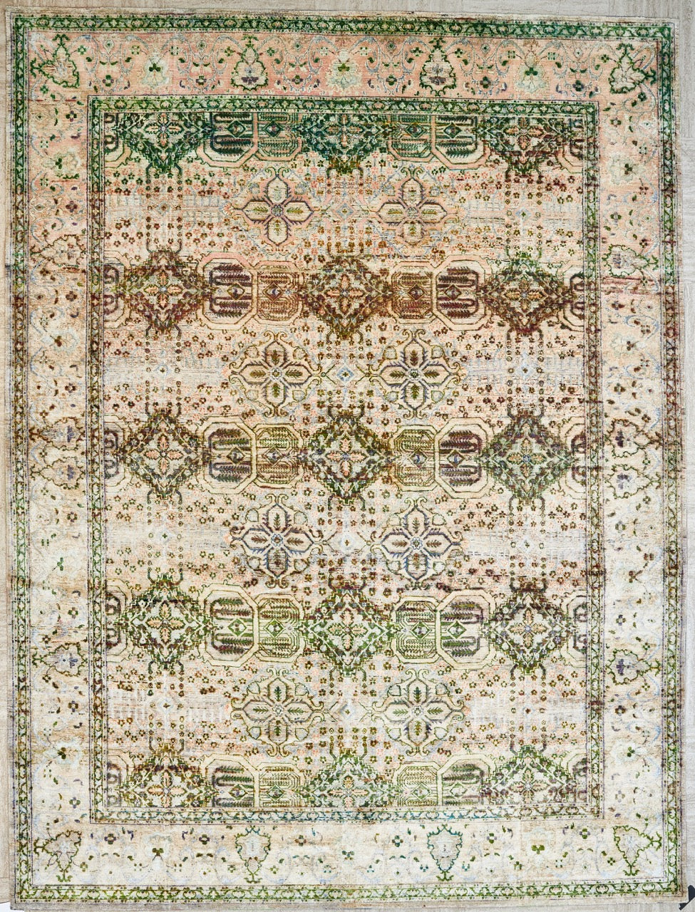 Indian Transitional Silk Multicolor Modern Silk Rug