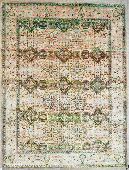 Indian Transitional Silk Multicolor Modern Silk Rug