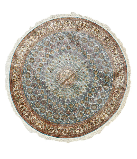 Handmade Gonbad Silk Kashmir Round Rug featured #7522136260778 