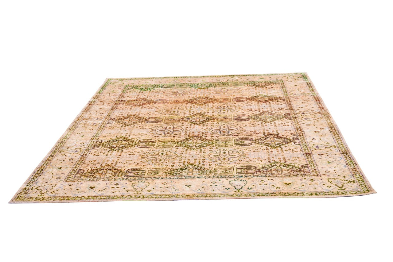 Indian Transitional Silk Multicolor Modern Silk Rug