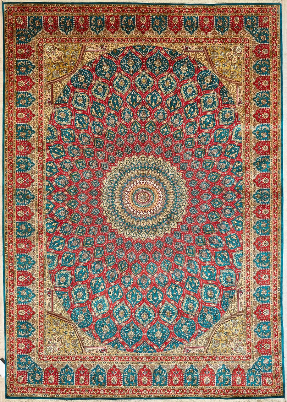 Indian Kashmir Handmade Silk Rug  With Persian Design product image #27139844866218