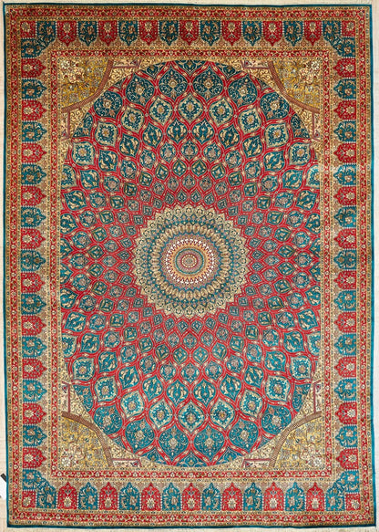 Indian Kashmir Handmade Silk Rug  With Persian Design-id1
