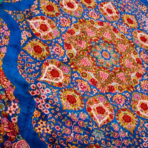 Kashmir Handmade Silk Rug Floral Rose Medallion Design