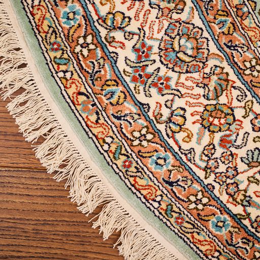 Indian Handmade Kashmir Traditional Pure Silk Round Rug