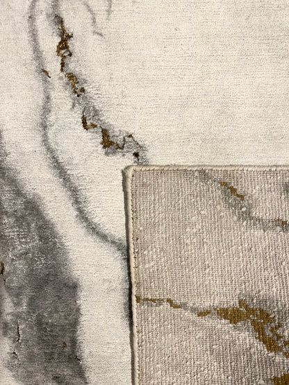 Hand-Knotted Modern Indian Bamboo Silk And Wool Carpet