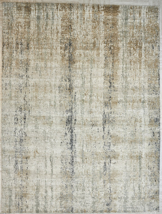 Indian  Handwoven Modern Pure Silk and Wool Carpet